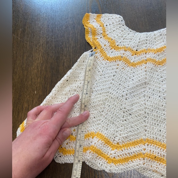 2 for $12 💖 Vintage Handmade Crochet Chevron Baby Dress 0-6 Months - Picture 3 of 6